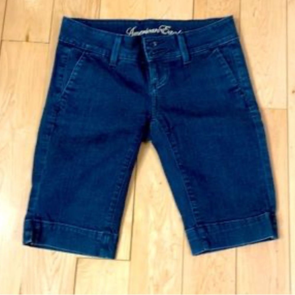 American Eagle Outfitters Women's Dark Blue Denim Bermuda Shorts - Picture 15 of 16